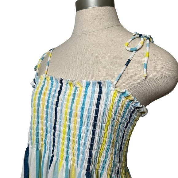 2/$30 WILD Fable Target Turquoise Striped Smocked Peplum Camisole Size Large - Picture 9 of 12